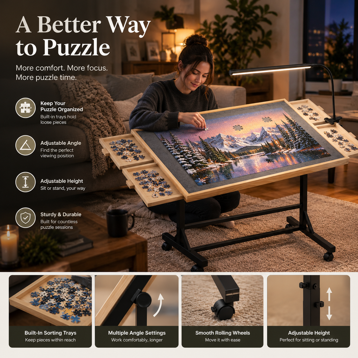 PuzzleHaven Rolling Puzzle Table